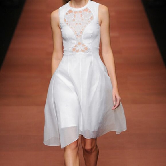Carven Runway Organdi Dress in White - Picture 1 of 16